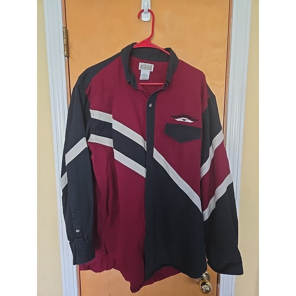 Express Rider Western Shirt Mens XL Red Black Long Sleeve Button Up Casual